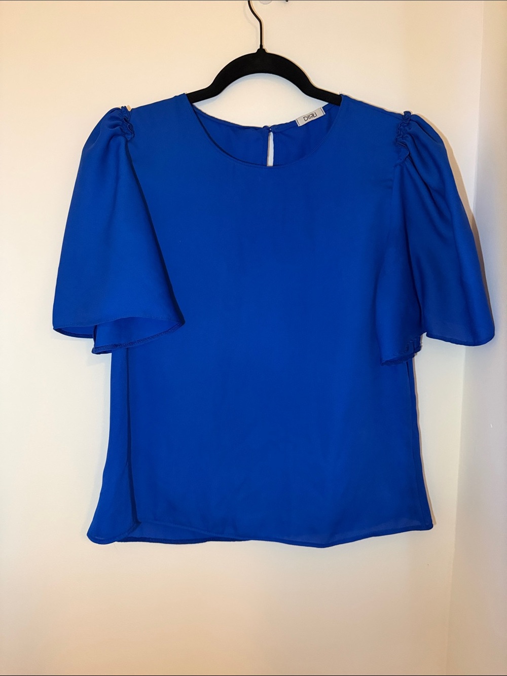 DR2 Cobalt Blue Short Flutter Sleeve Blouse